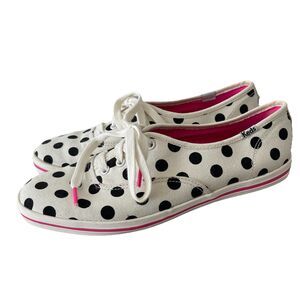 Kate Spade x Keds White Black Polka Dots Sneakers Comfort Shoes Size 8